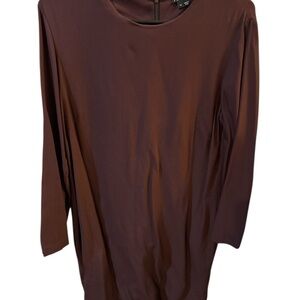 Theory Rich Brown Long Sleeve Dress